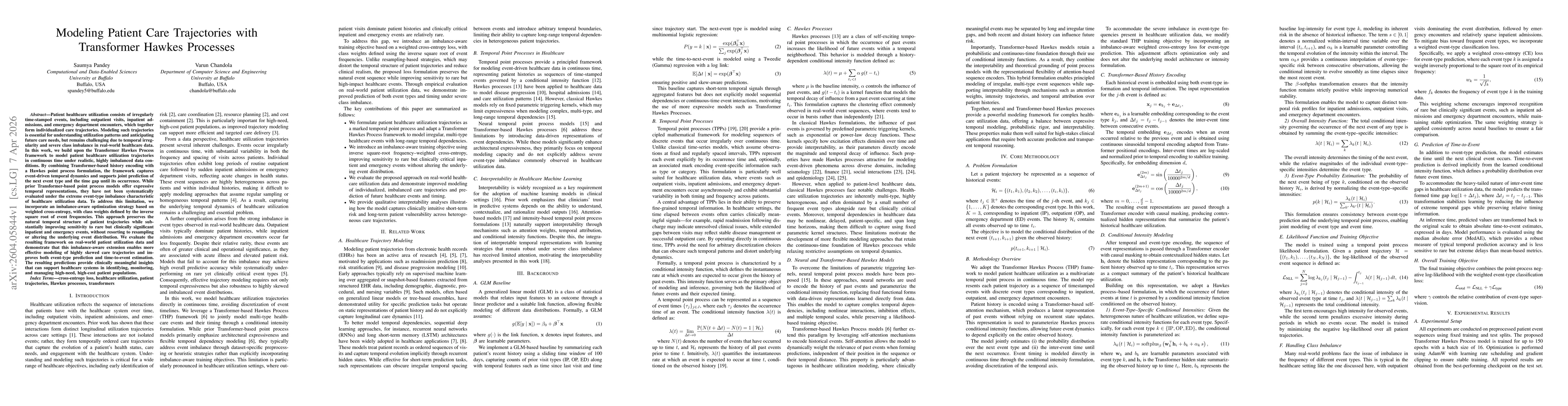 Thumbnail for Modeling Patient Care Trajectories with Transformer Hawkes Processes