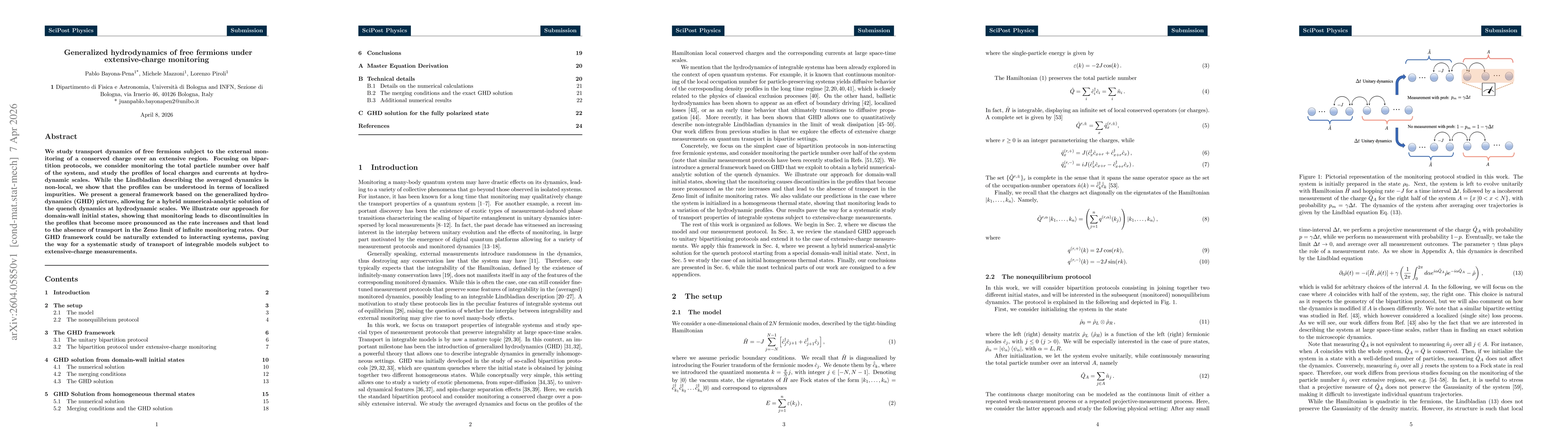 Thumbnail for Generalized hydrodynamics of free fermions under extensive-charge monitoring