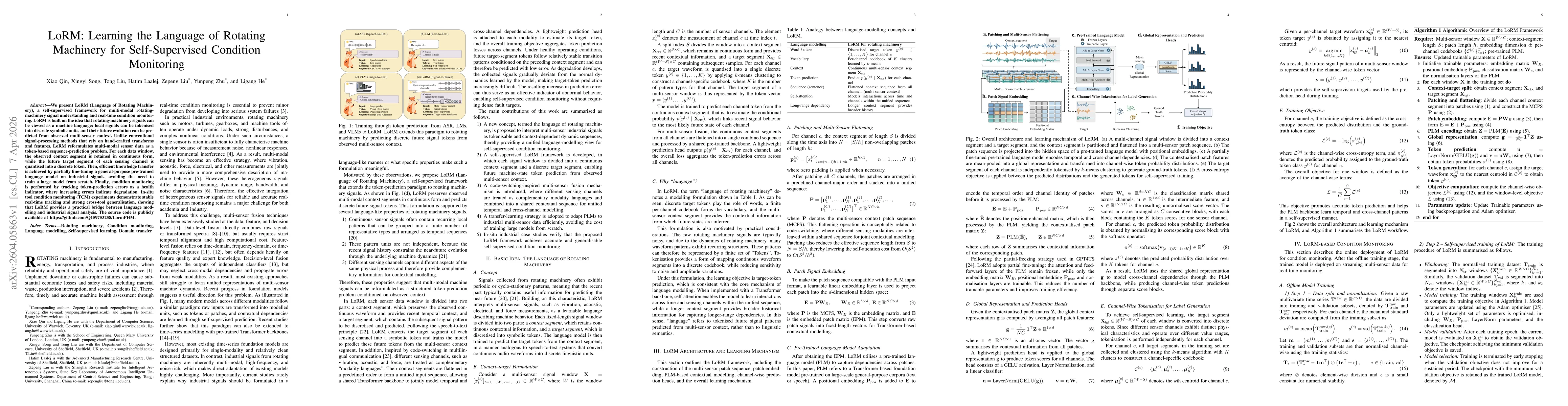 Thumbnail for LoRM: Learning the Language of Rotating Machinery for Self-Supervised Condition Monitoring