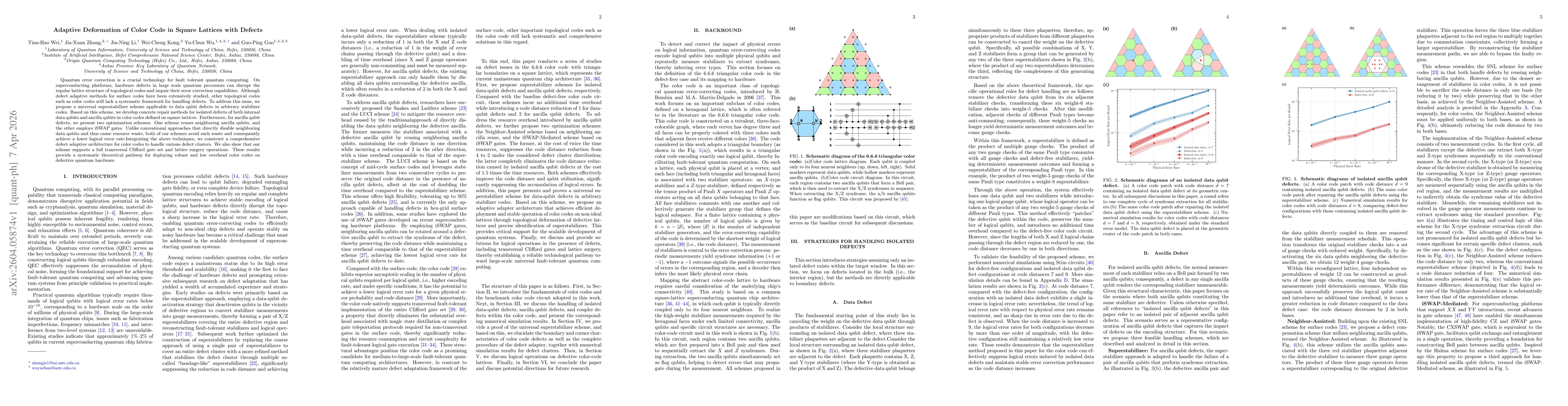 Thumbnail for Adaptive Deformation of Color Code in Square Lattices with Defects