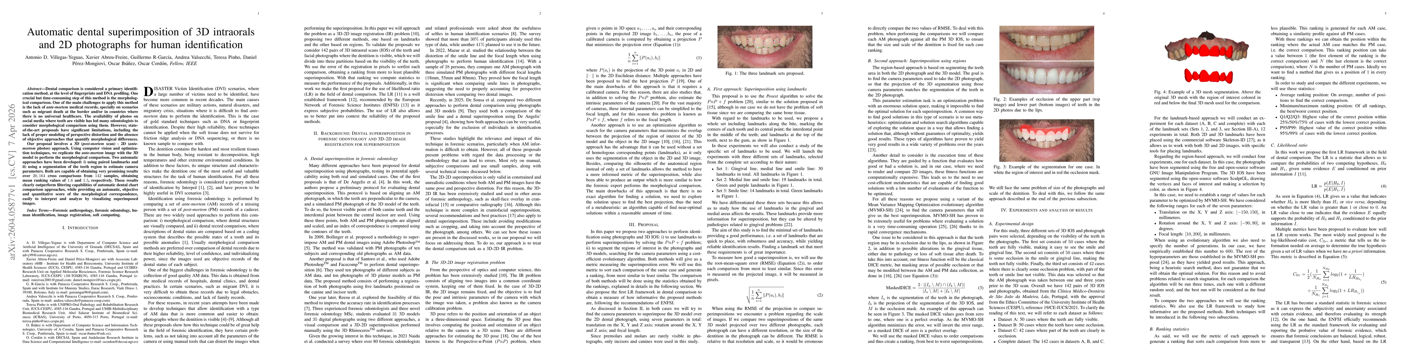 Thumbnail for Automatic dental superimposition of 3D intraorals and 2D photographs for human identification