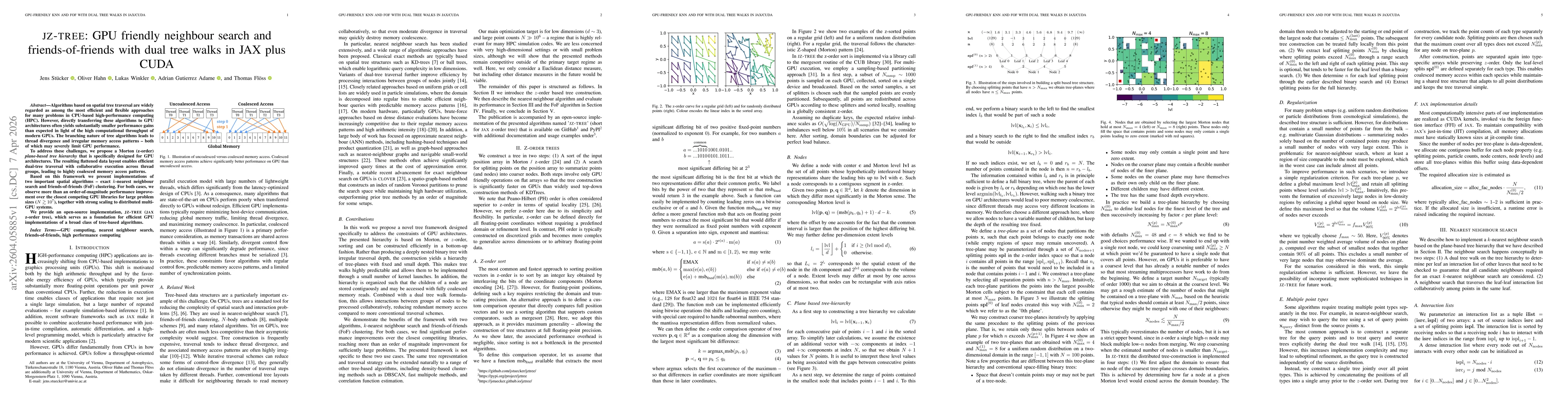 Thumbnail for JZ-Tree: GPU friendly neighbour search and friends-of-friends with dual tree walks in JAX plus CUDA