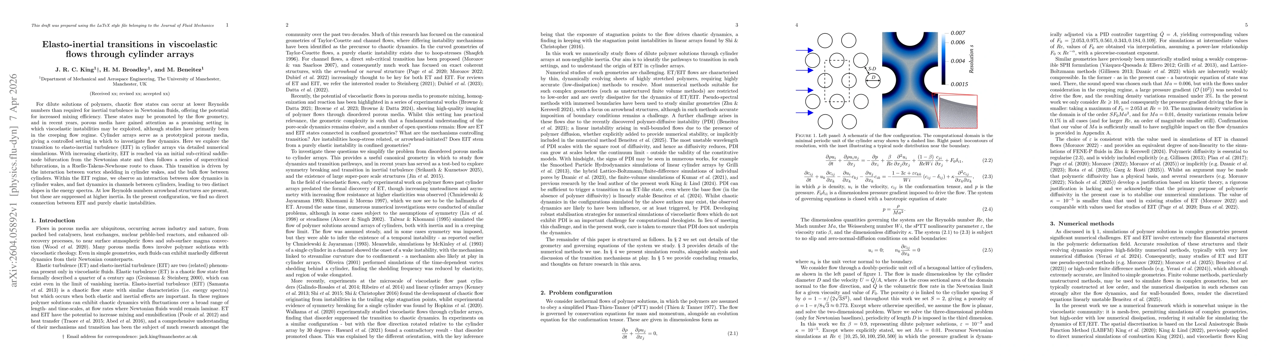 Thumbnail for Elasto-inertial transitions in viscoelastic flows through cylinder arrays