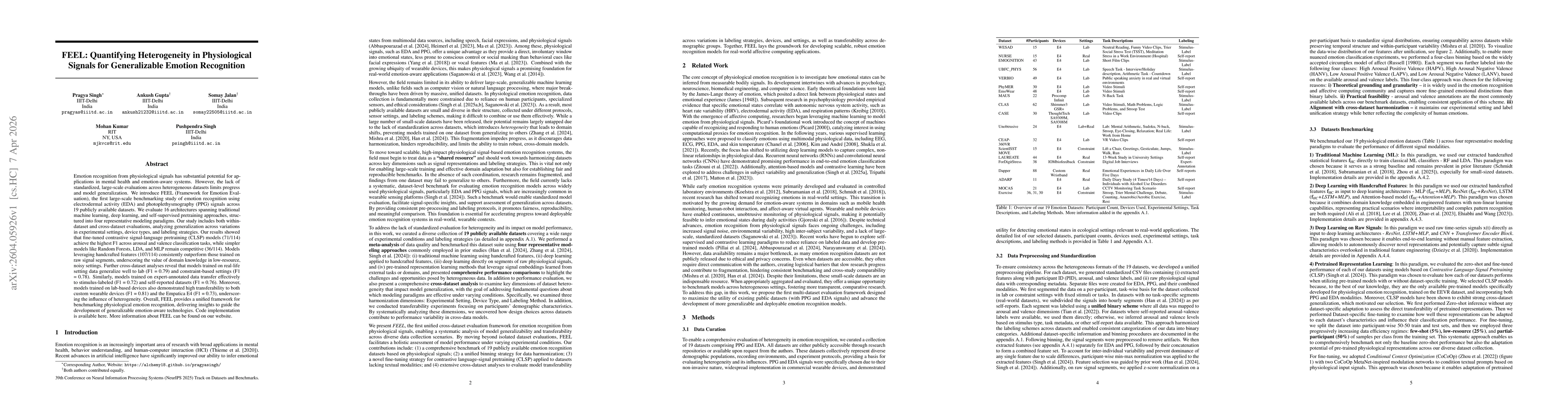 Thumbnail for FEEL: Quantifying Heterogeneity in Physiological Signals for Generalizable Emotion Recognition