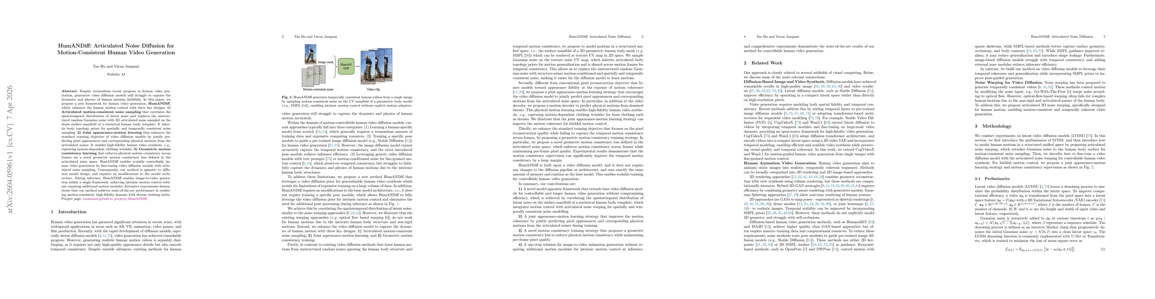 Thumbnail for HumANDiff: Articulated Noise Diffusion for Motion-Consistent Human Video Generation