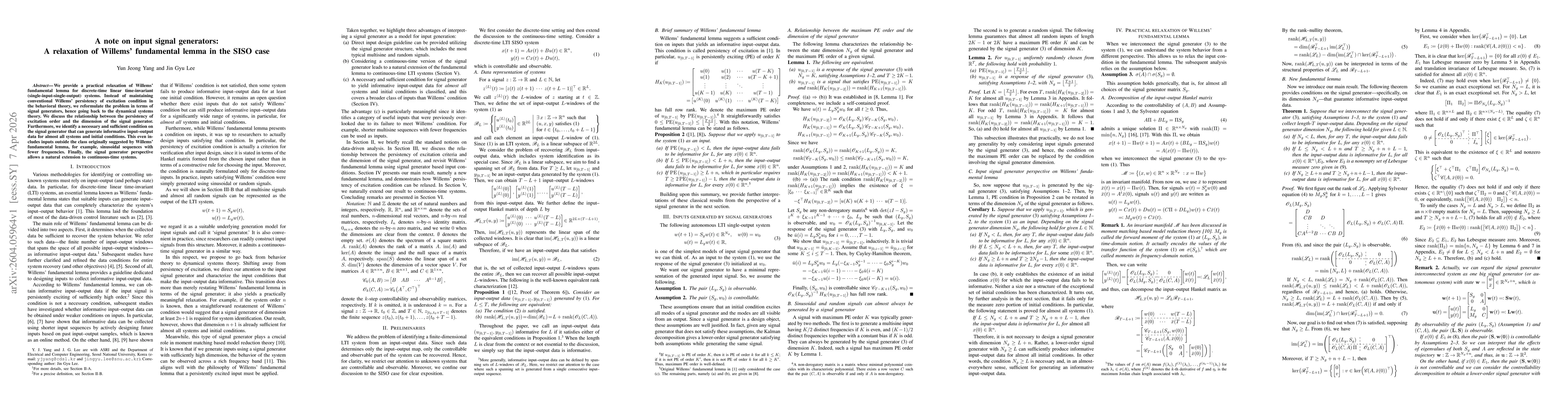 Thumbnail for A note on input signal generators: A relaxation of Willems' fundamental lemma in the SISO case