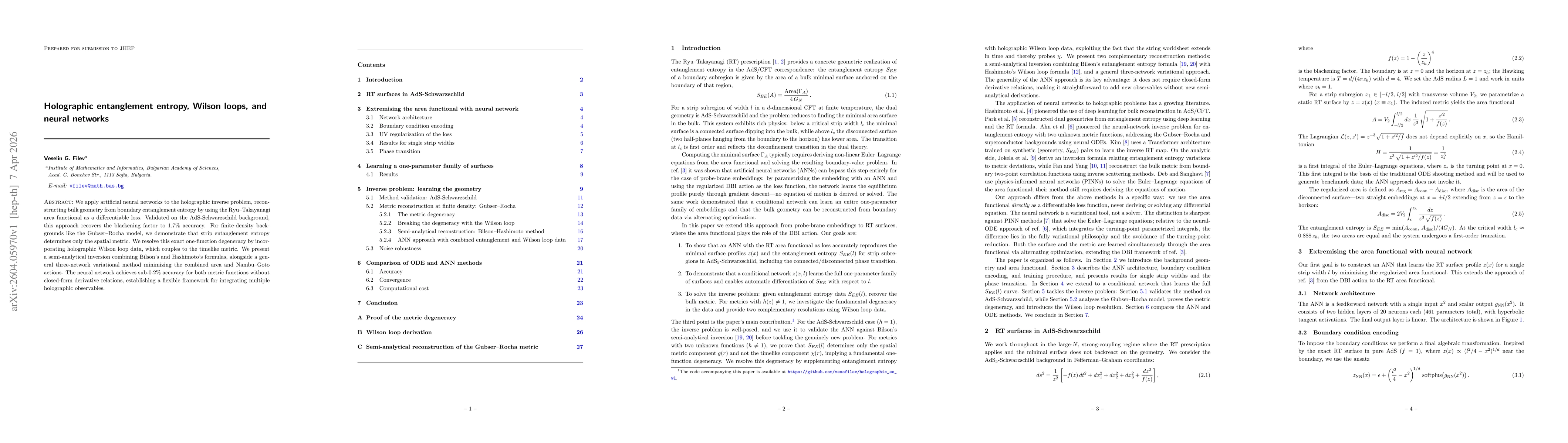 Thumbnail for Holographic entanglement entropy, Wilson loops, and neural networks