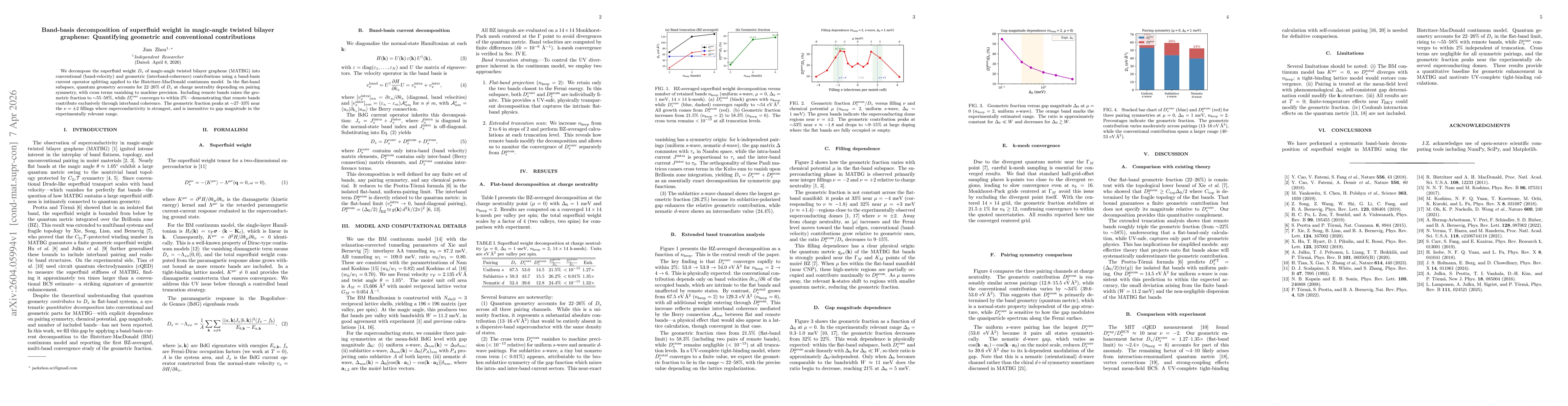 Thumbnail for Band-basis decomposition of superfluid weight in magic-angle twisted bilayer graphene: Quantifying geometric and conventional contributions