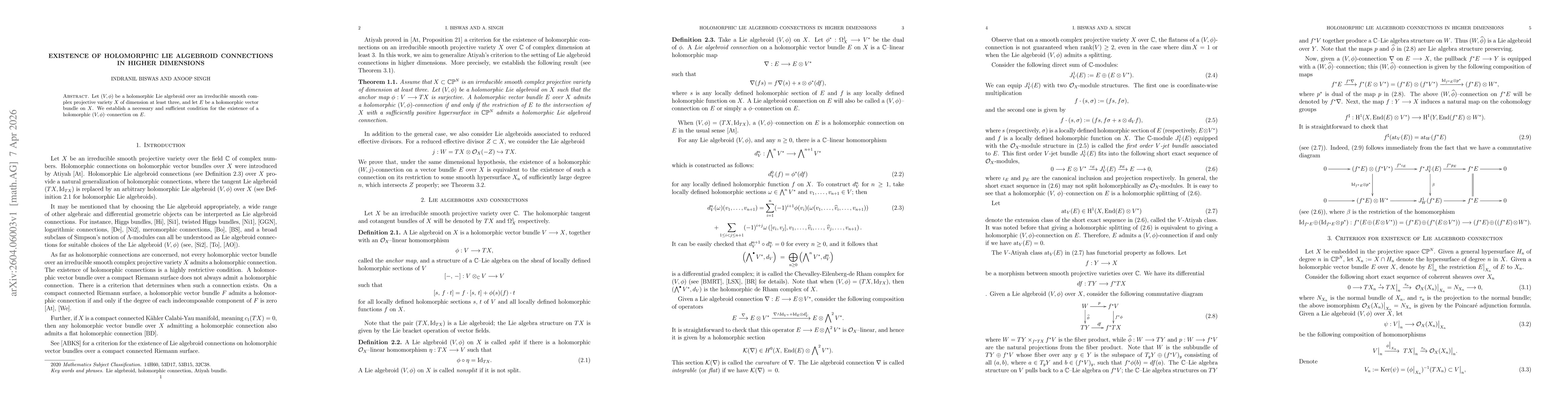 Thumbnail for Existence of holomorphic Lie algebroid connections in higher dimensions