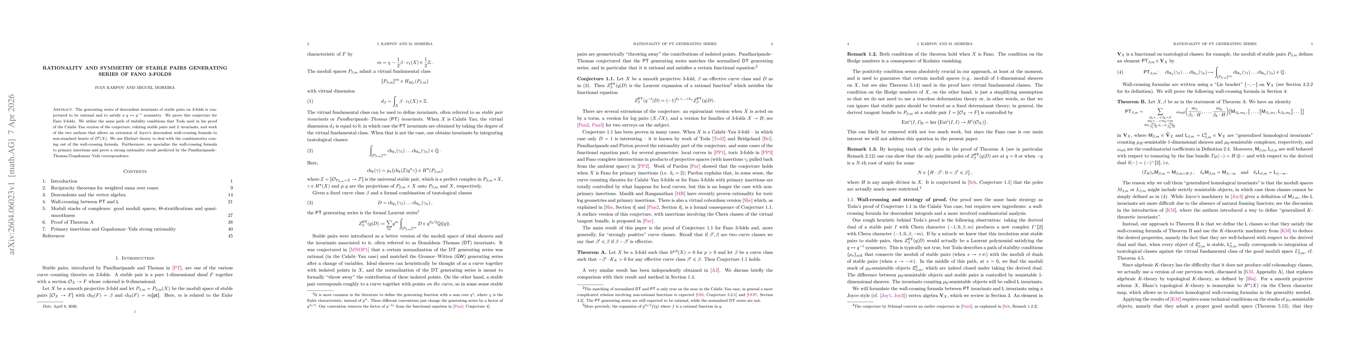 Thumbnail for Rationality and symmetry of stable pairs generating series of Fano 3-folds