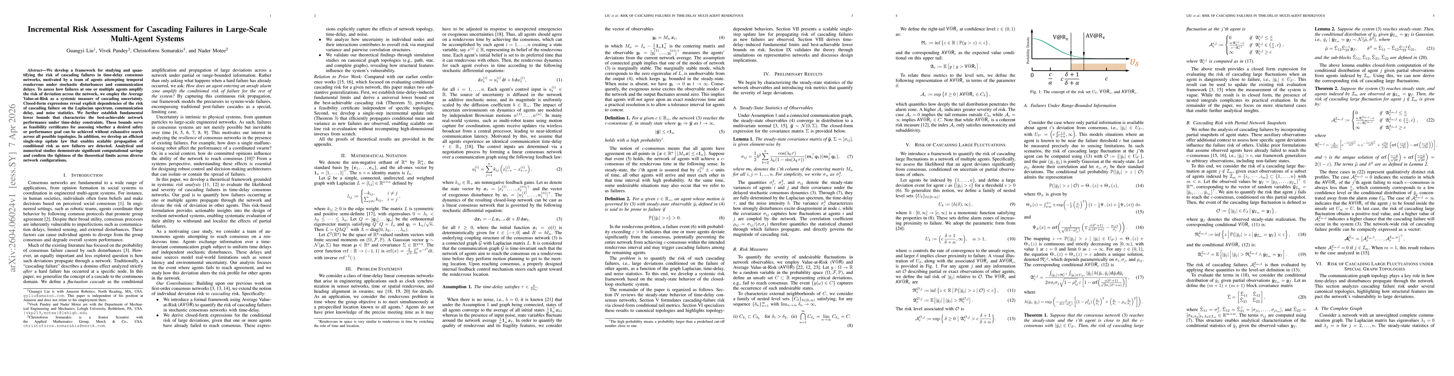 Thumbnail for Incremental Risk Assessment for Cascading Failures in Large-Scale Multi-Agent Systems