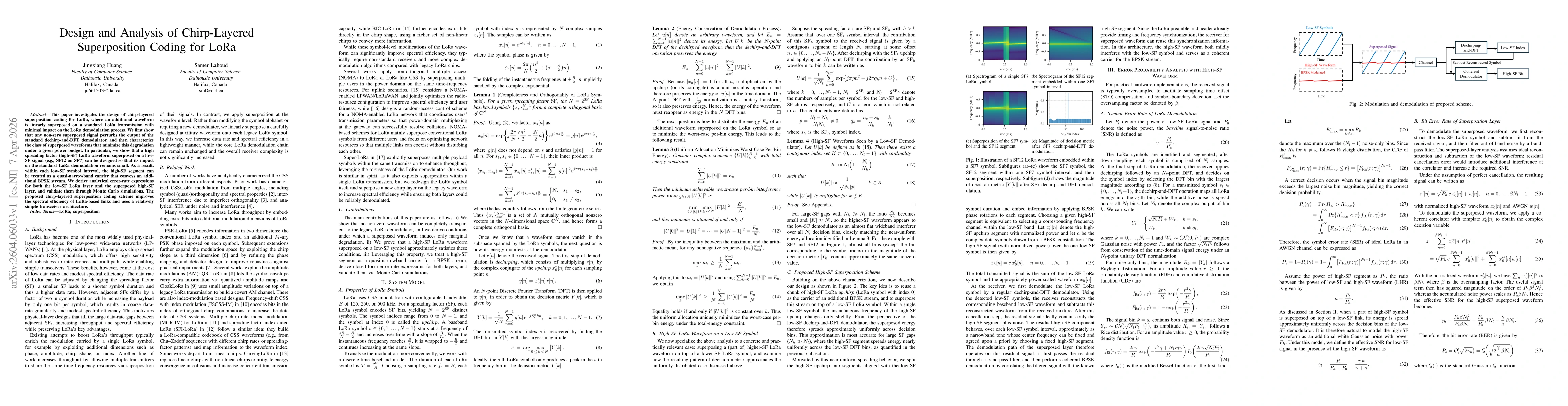 Thumbnail for Design and Analysis of Chirp-Layered Superposition Coding for LoRa