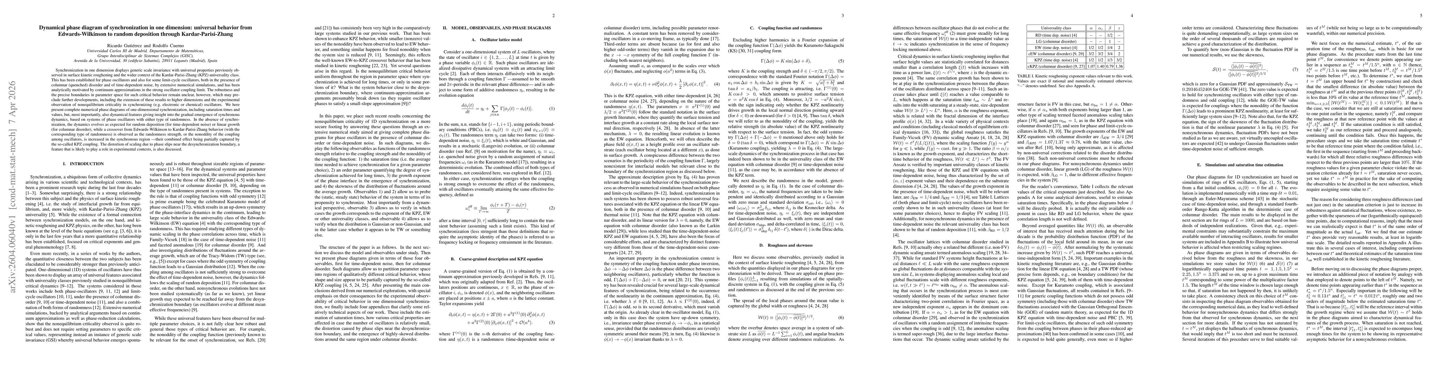 Thumbnail for Dynamical phase diagram of synchronization in one dimension: universal behavior from Edwards-Wilkinson to random deposition through Kardar-Parisi-Zhang