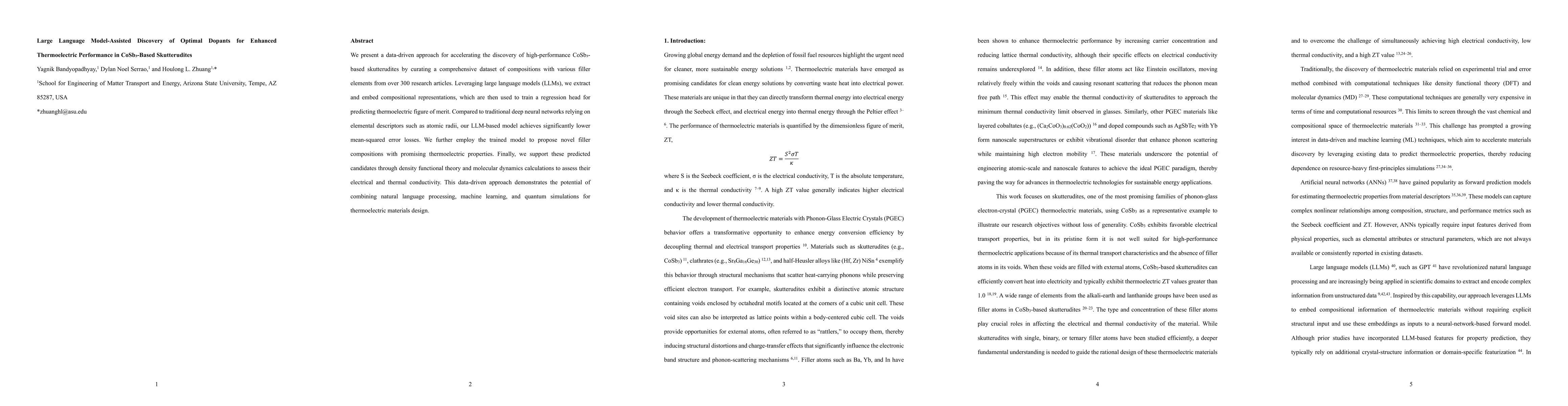 Thumbnail for Large Language Model Assisted Discovery of Optimal Dopants for Enhanced Thermoelectric Performance in CoSb$_3$ Based Skutterudites