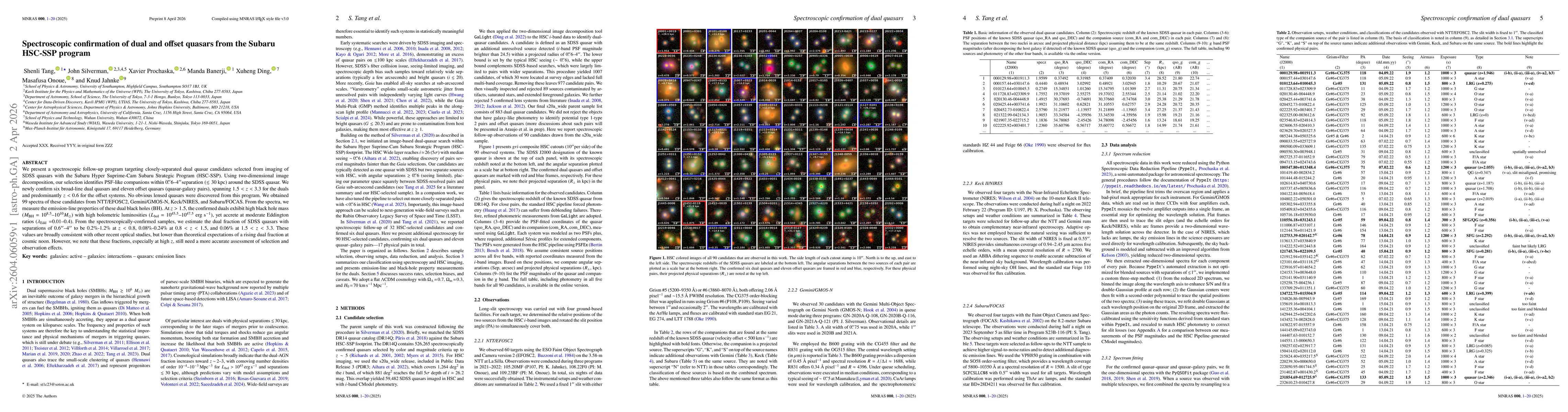 Thumbnail for Spectroscopic confirmation of dual and offset quasars from the Subaru HSC-SSP program
