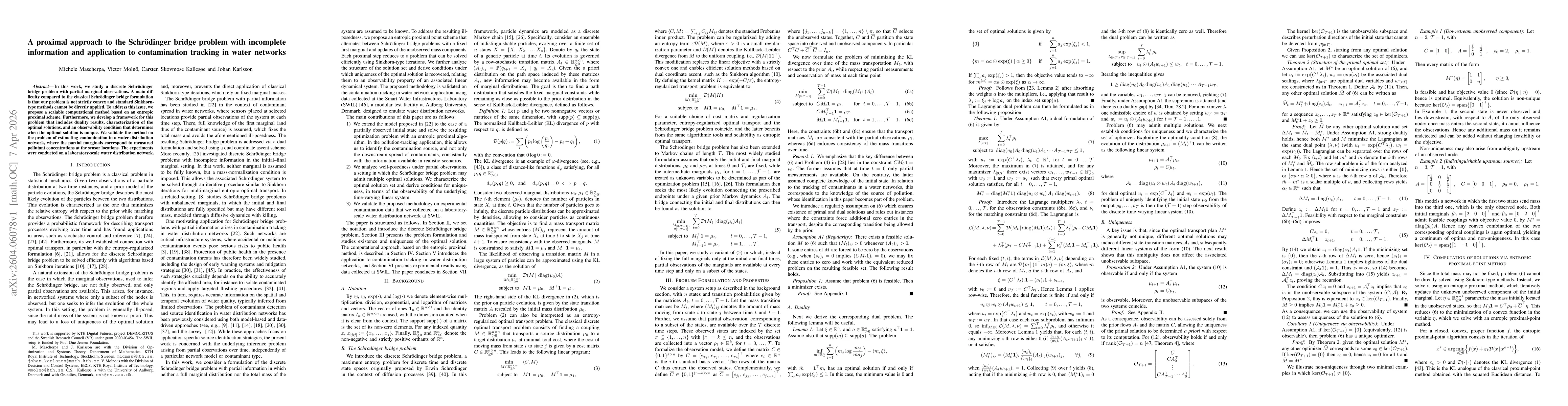 Thumbnail for A proximal approach to the Schrödinger bridge problem with incomplete information and application to contamination tracking in water networks