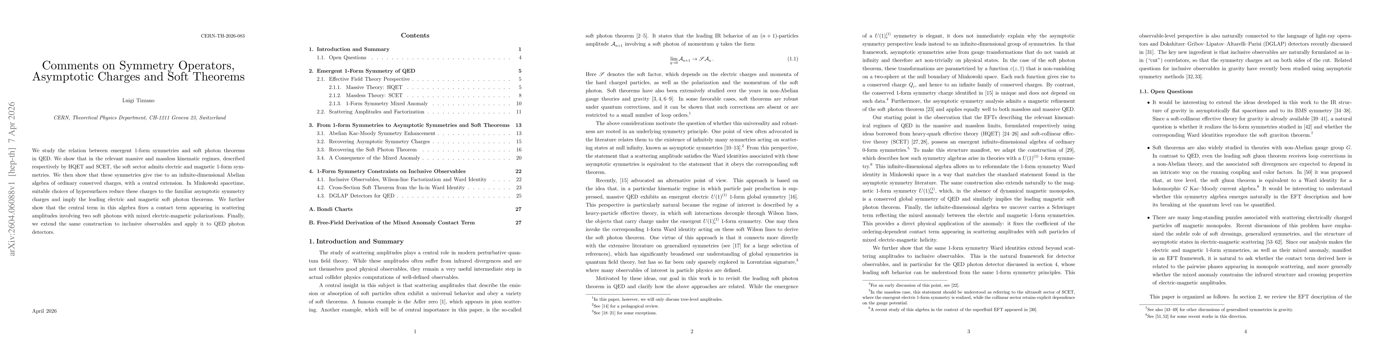 Thumbnail for Comments on Symmetry Operators, Asymptotic Charges and Soft Theorems