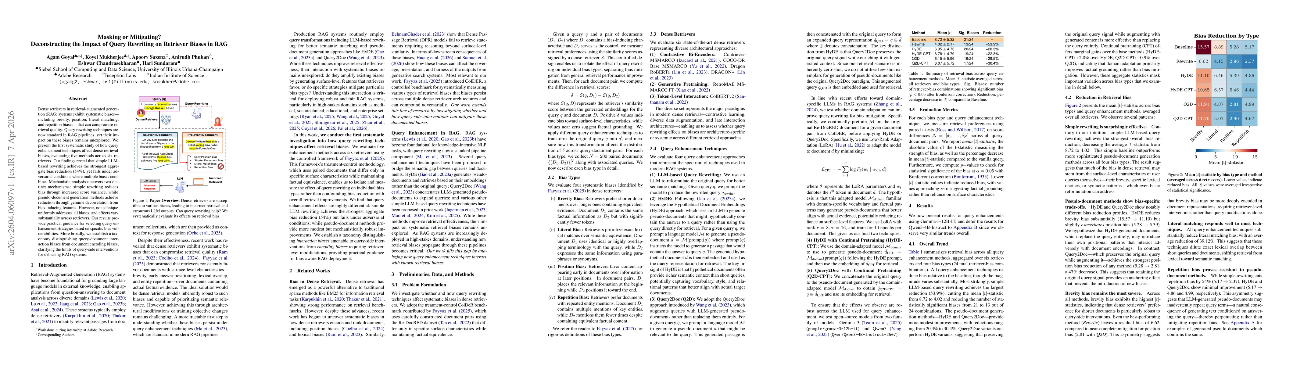 Thumbnail for Masking or Mitigating? Deconstructing the Impact of Query Rewriting on Retriever Biases in RAG