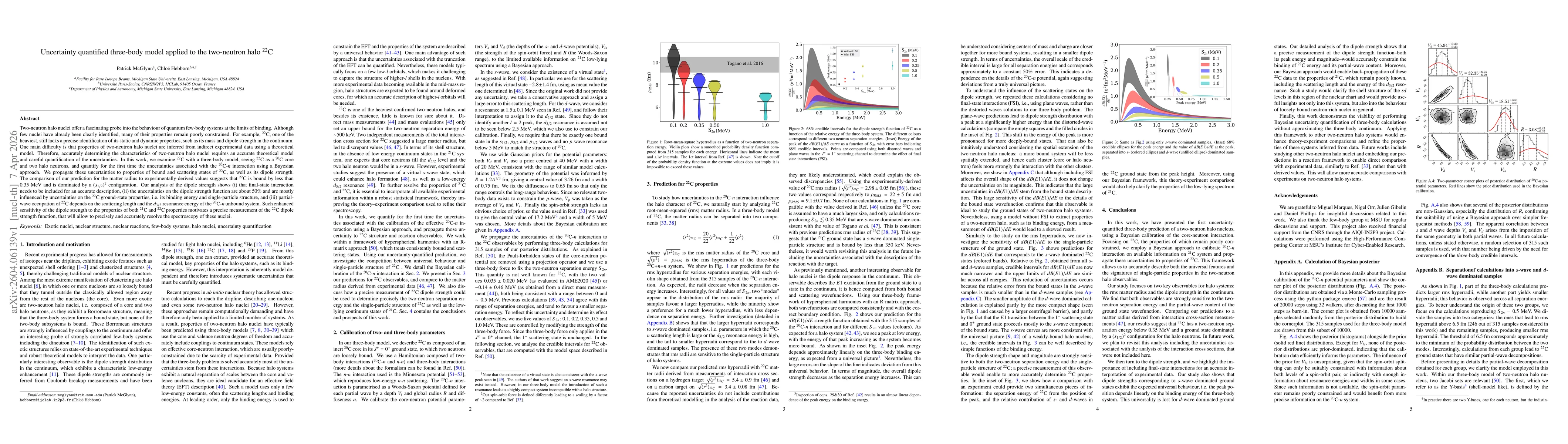 Thumbnail for Uncertainty quantified three-body model applied to the two-neutron halo $^{22}$C