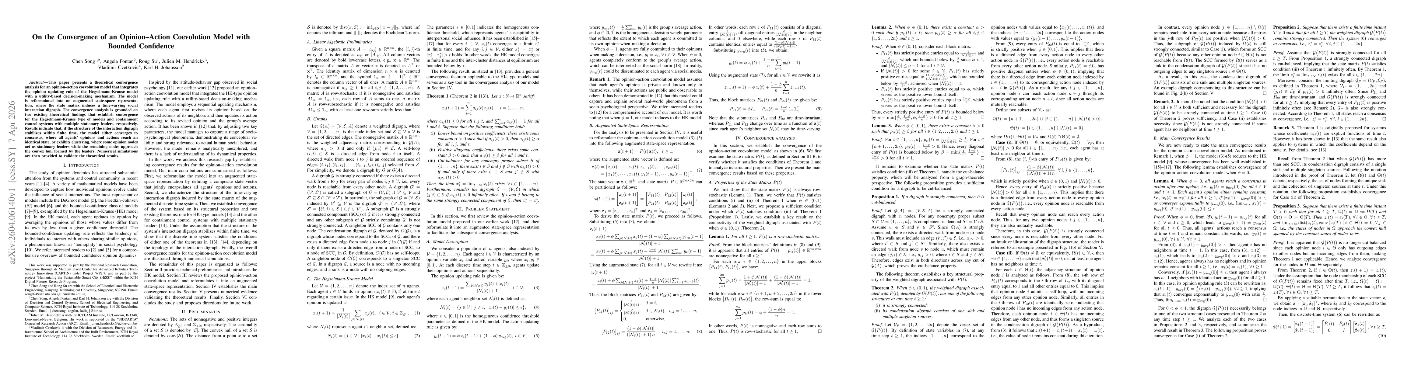 Thumbnail for On the Convergence of an Opinion-Action Coevolution Model with Bounded Confidence