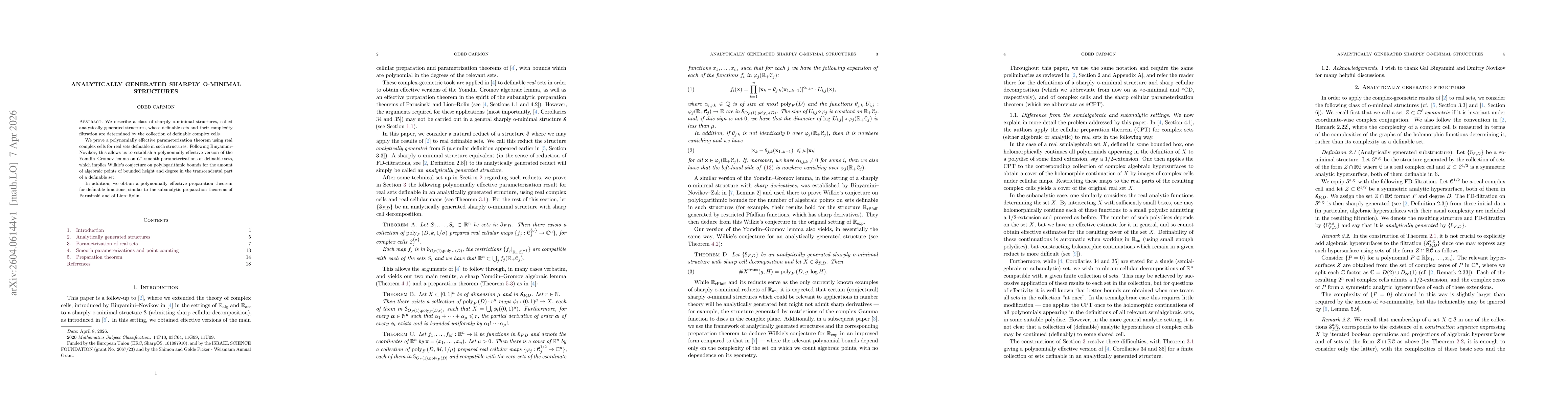 Thumbnail for Analytically generated sharply o-minimal structures