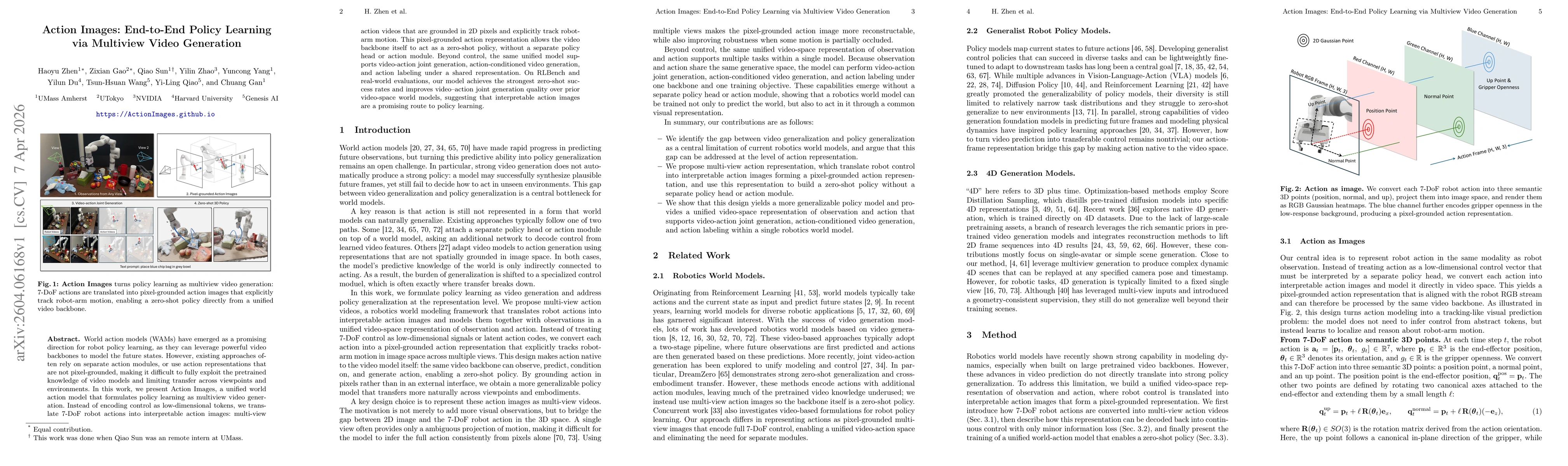 Thumbnail for Action Images: End-to-End Policy Learning via Multiview Video Generation