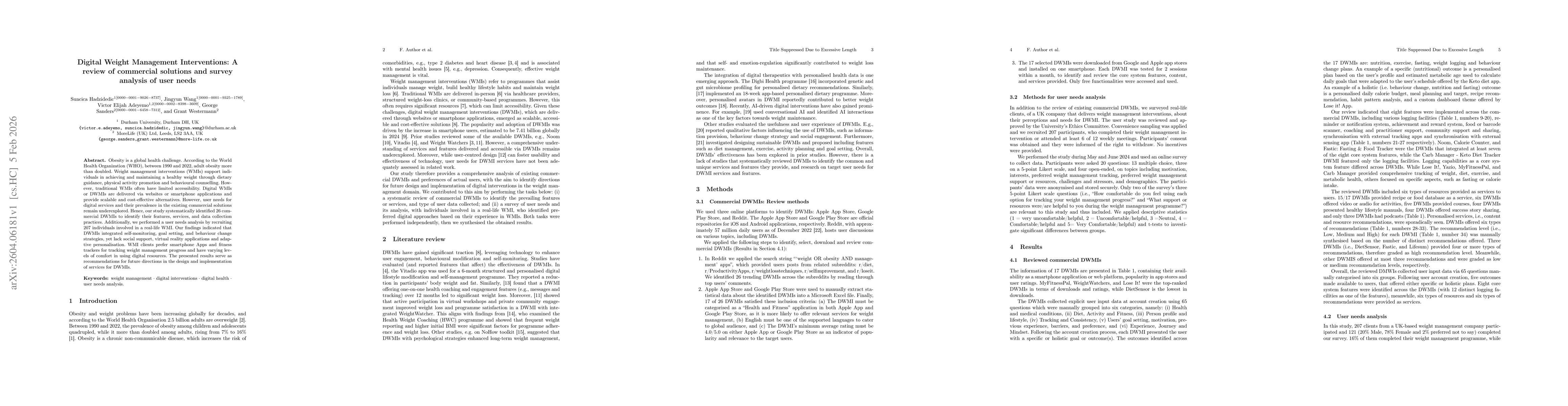 Thumbnail for Digital Weight Management Interventions: A review of commercial solutions and survey analysis of user needs