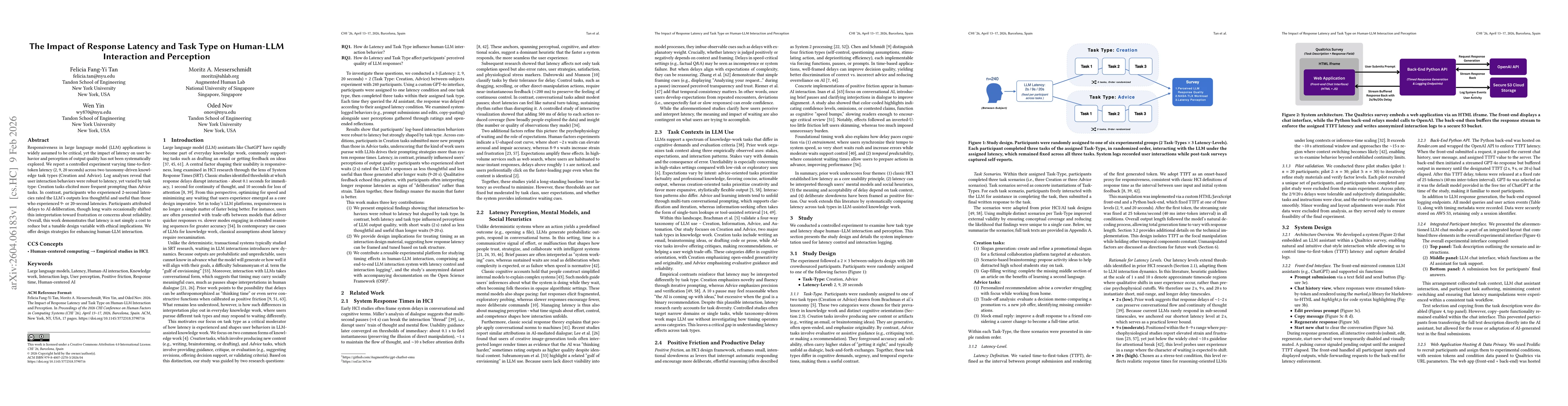 Thumbnail for The Impact of Response Latency and Task Type on Human-LLM Interaction and Perception