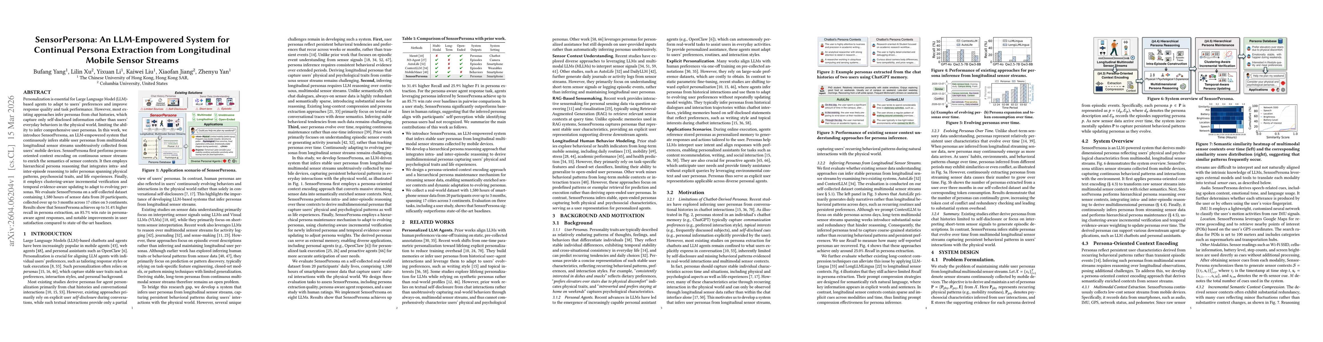 Thumbnail for SensorPersona: An LLM-Empowered System for Continual Persona Extraction from Longitudinal Mobile Sensor Streams