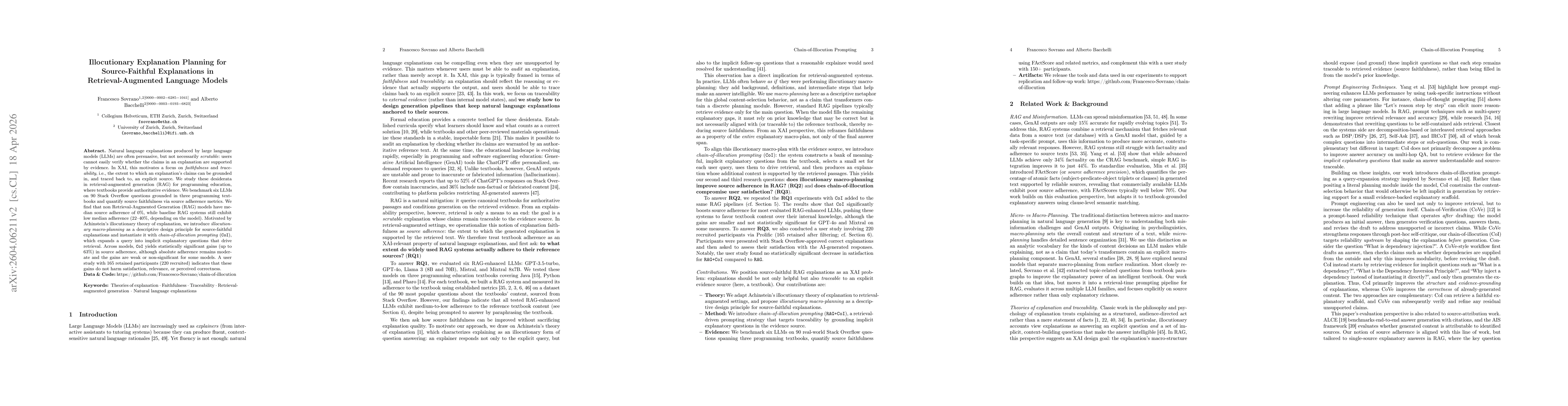 Thumbnail for Illocutionary Explanation Planning for Source-Faithful Explanations in Retrieval-Augmented Language Models