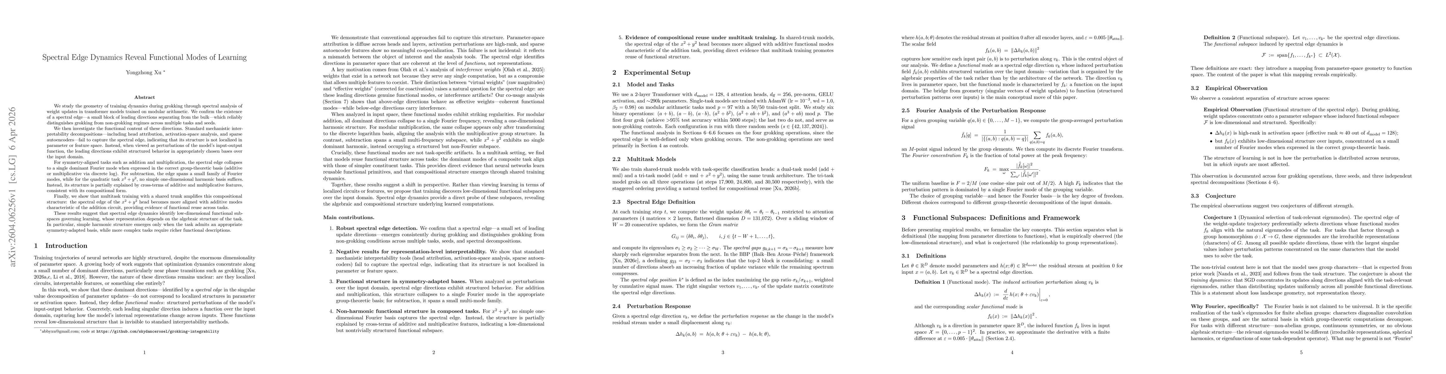 Thumbnail for Spectral Edge Dynamics Reveal Functional Modes of Learning