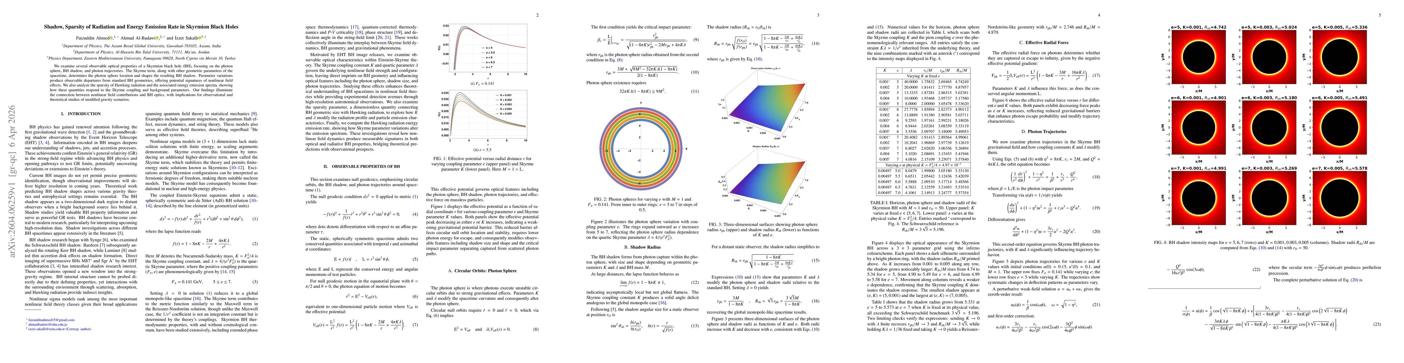 Thumbnail for Shadow, Sparsity of Radiation and Energy Emission Rate in Skyrmion Black Holes