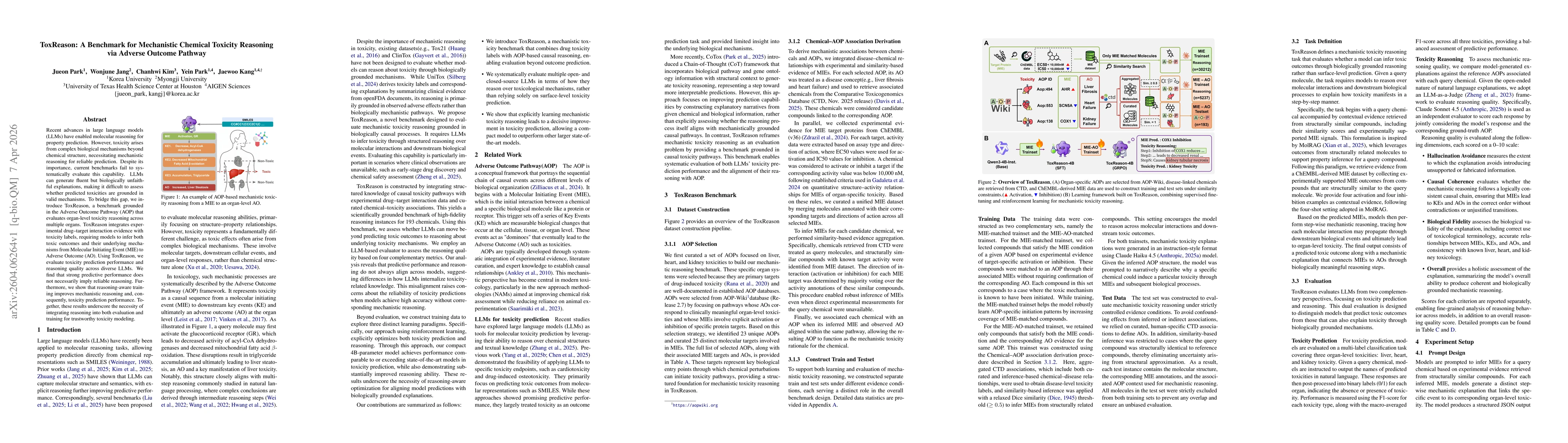 Thumbnail for ToxReason: A Benchmark for Mechanistic Chemical Toxicity Reasoning via Adverse Outcome Pathway