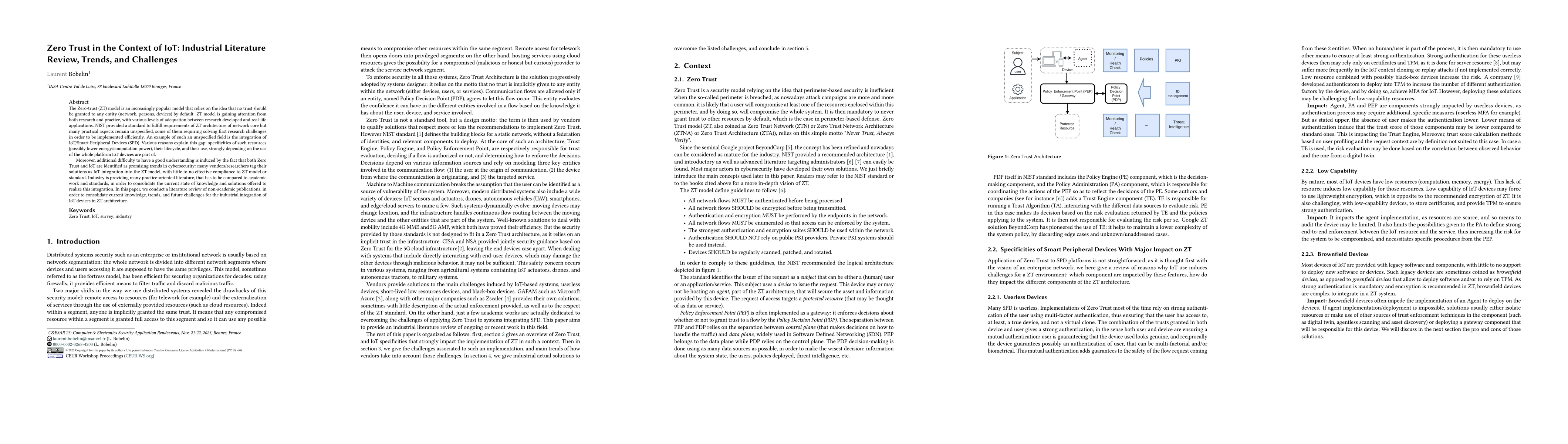 Thumbnail for Zero Trust in the Context of IoT: Industrial Literature Review, Trends, and Challenges