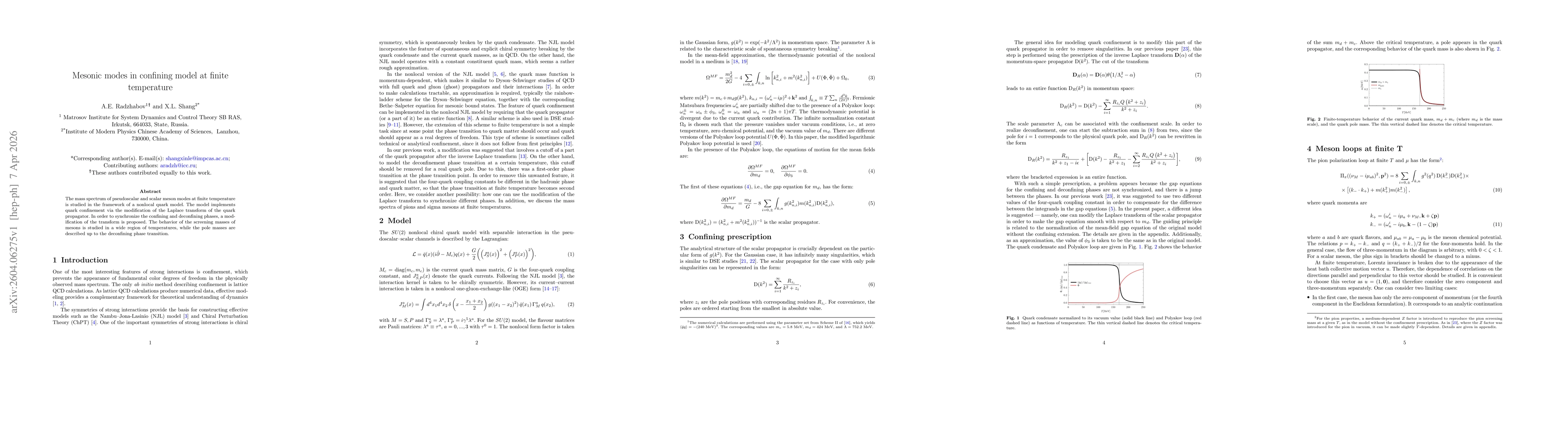 Thumbnail for Mesonic modes in confining model at finite temperature
