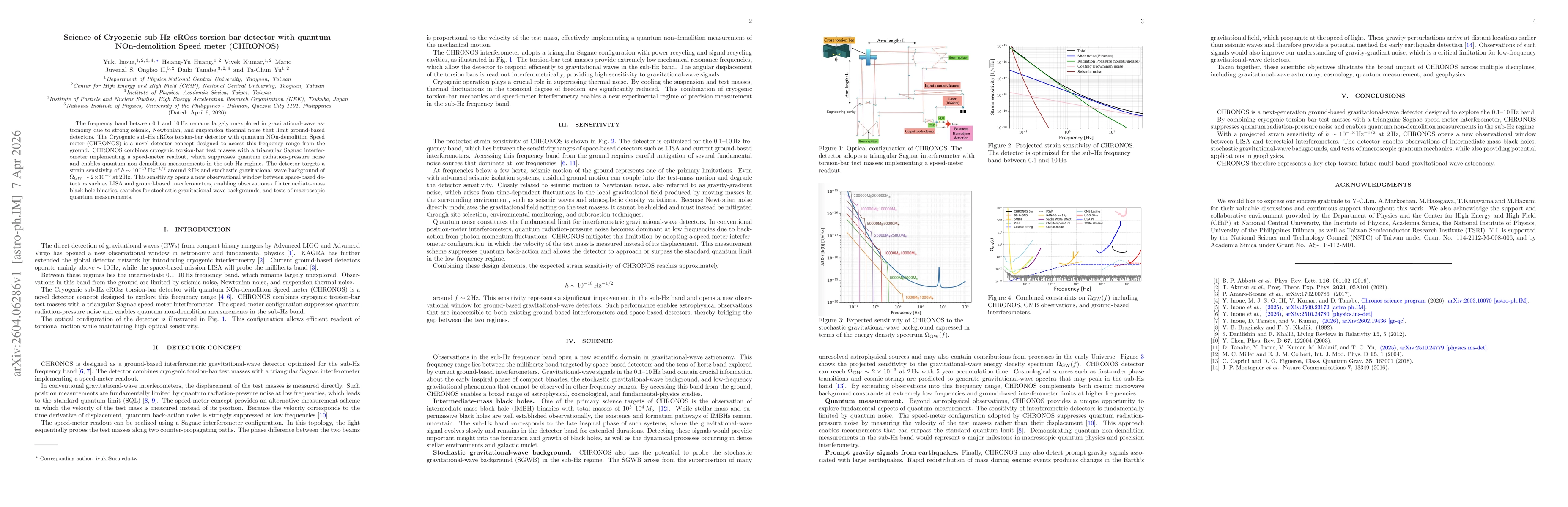 Thumbnail for Science of Cryogenic sub-Hz cROss torsion bar detector with quantum NOn-demolition Speed meter (CHRONOS)