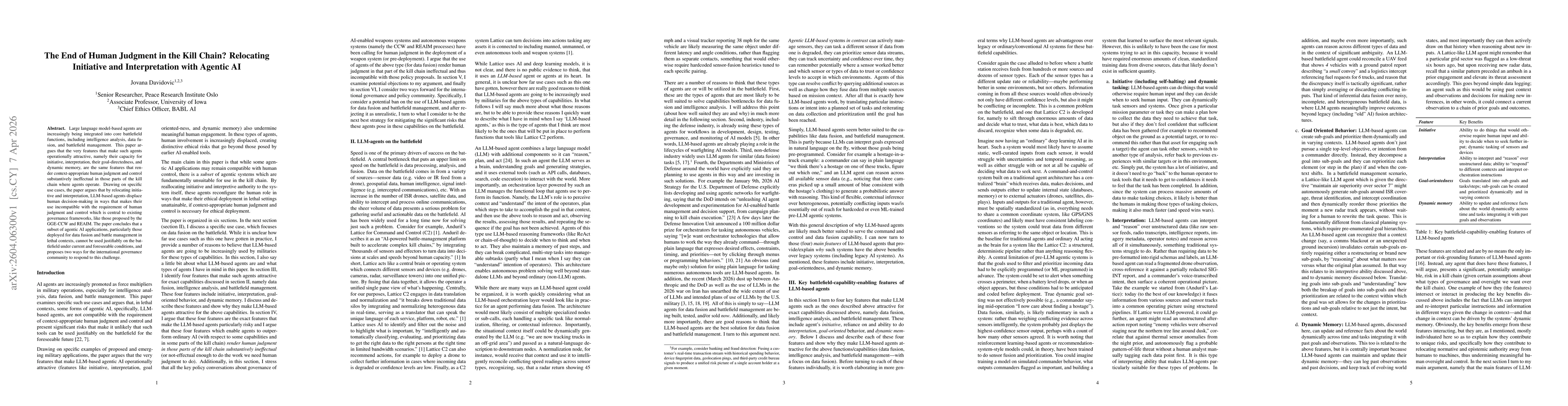 Thumbnail for The End of Human Judgment in the Kill Chain? Relocating Initiative and Interpretation with Agentic AI