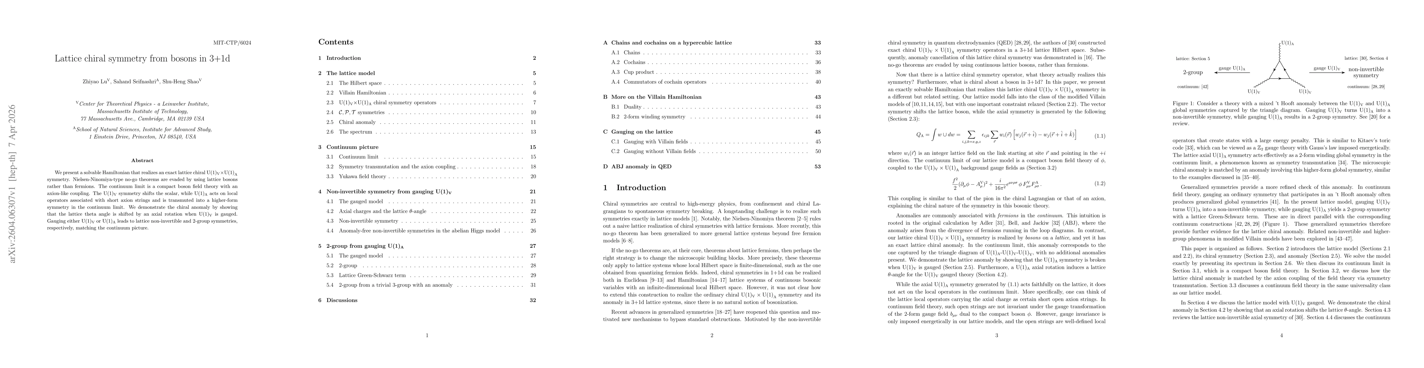 Thumbnail for Lattice chiral symmetry from bosons in 3+1d