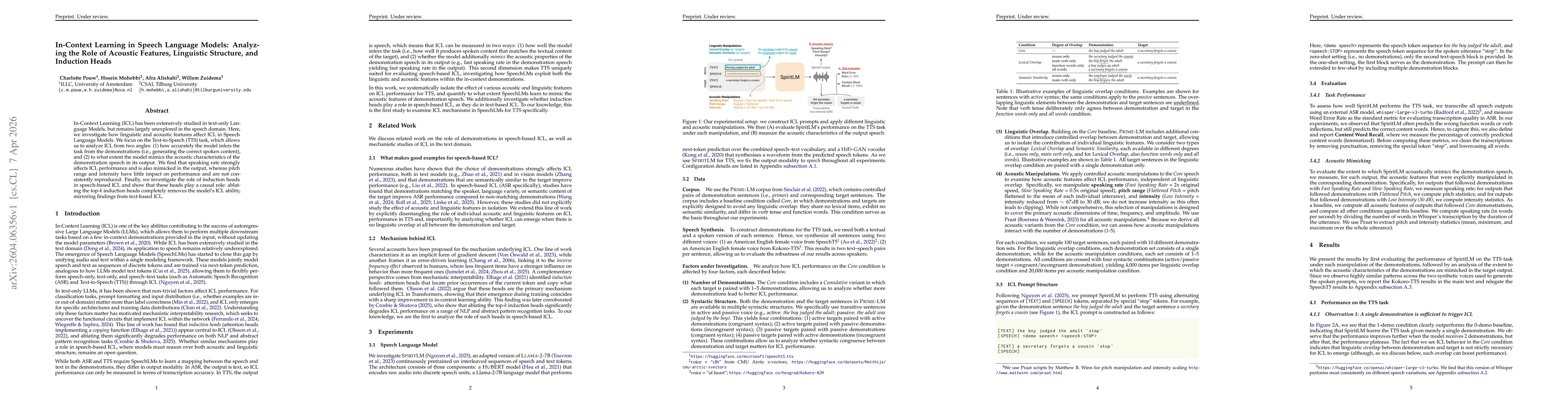 Thumbnail for In-Context Learning in Speech Language Models: Analyzing the Role of Acoustic Features, Linguistic Structure, and Induction Heads