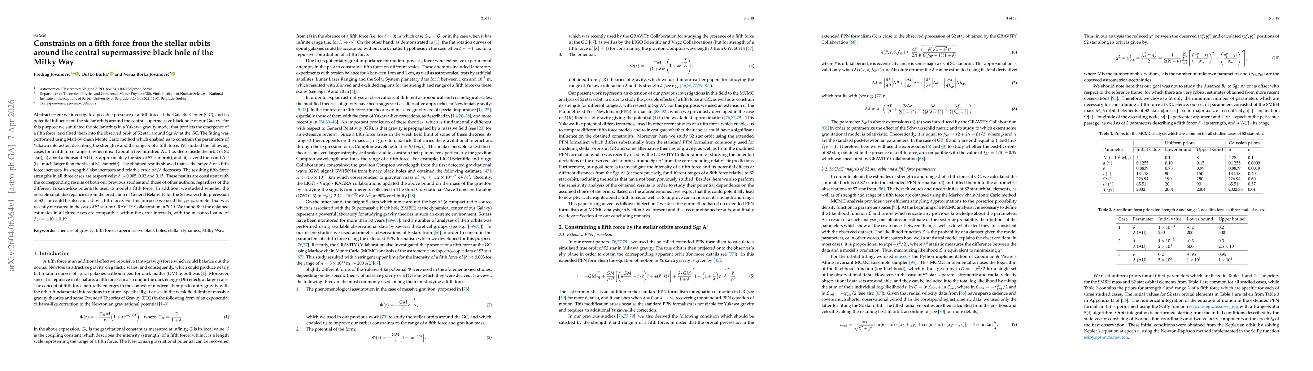 Thumbnail for Constraints on a fifth force from the stellar orbits around the central supermassive black hole of the Milky Way