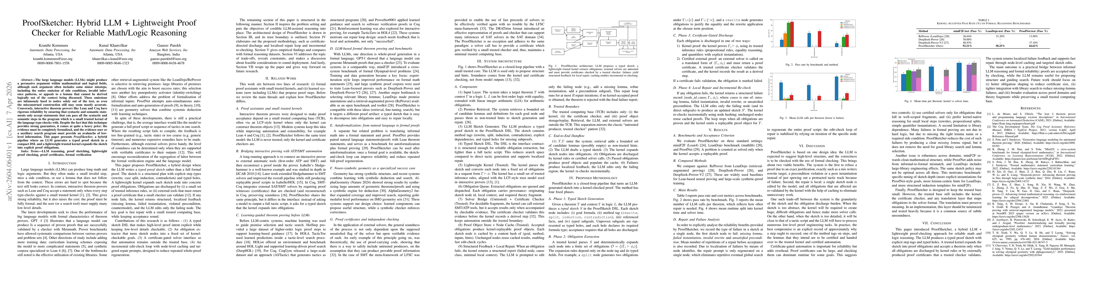 Thumbnail for ProofSketcher: Hybrid LLM + Lightweight Proof Checker for Reliable Math/Logic Reasoning