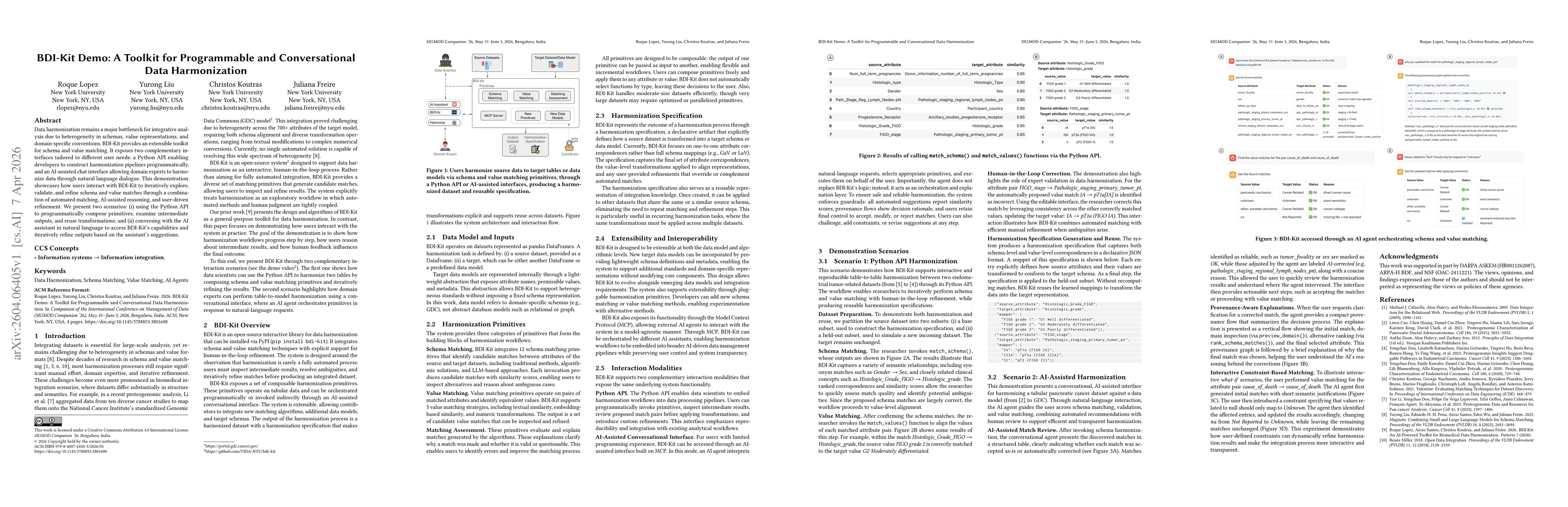 Thumbnail for BDI-Kit Demo: A Toolkit for Programmable and Conversational Data Harmonization