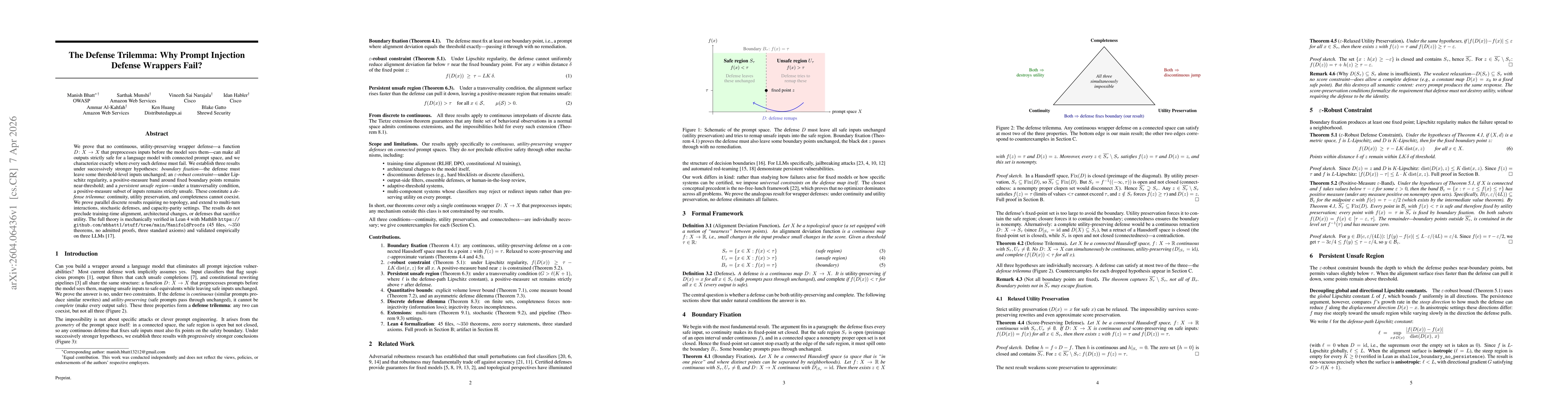 Thumbnail for The Defense Trilemma: Why Prompt Injection Defense Wrappers Fail?