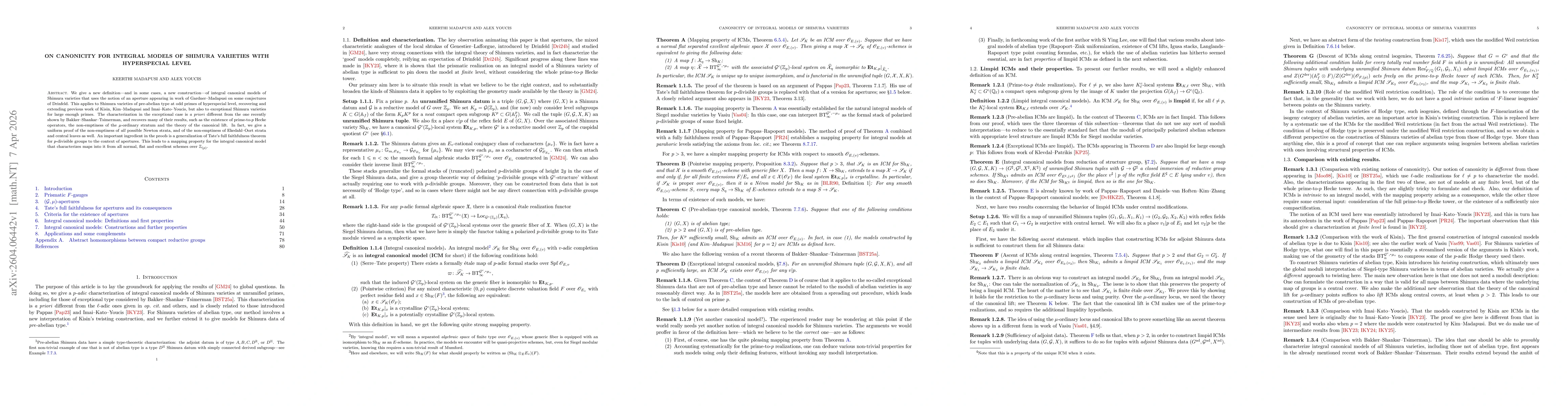Thumbnail for On canonicity for integral models of Shimura varieties with hyperspecial level