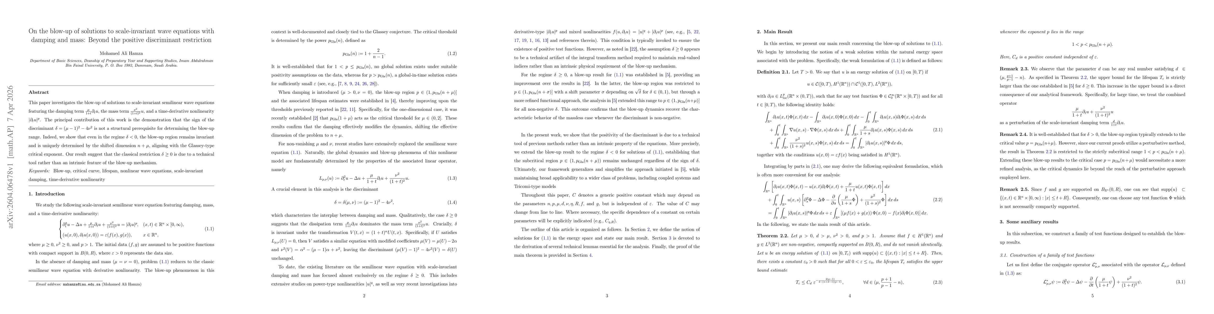 Thumbnail for On the blow-up of solutions to scale-invariant wave equations with damping and mass: Beyond the positive discriminant restriction
