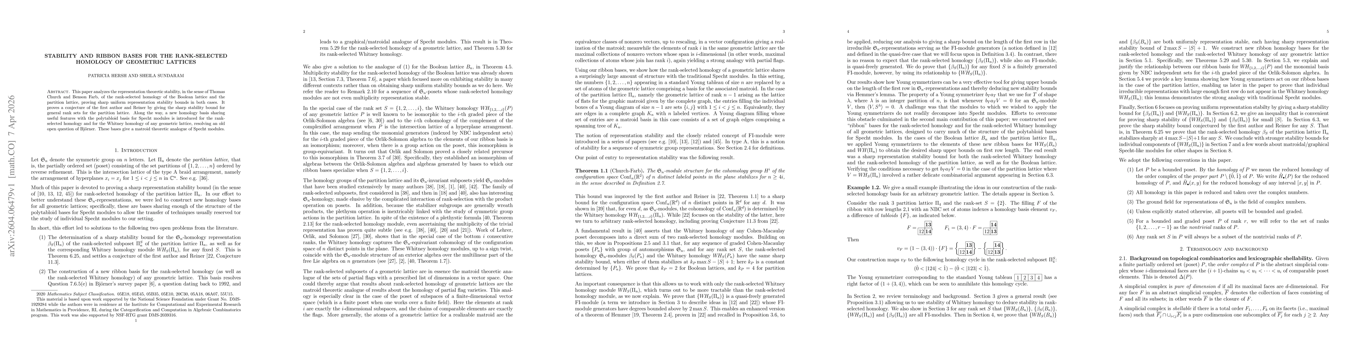Thumbnail for Stability and ribbon bases for the rank-selected homology of geometric lattices