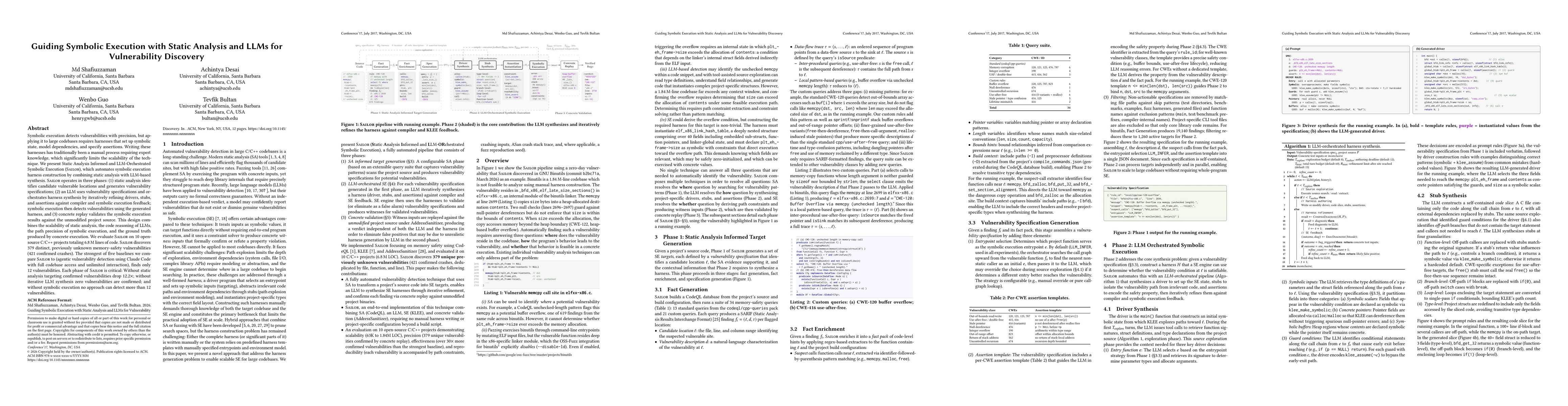 Thumbnail for Guiding Symbolic Execution with Static Analysis and LLMs for Vulnerability Discovery