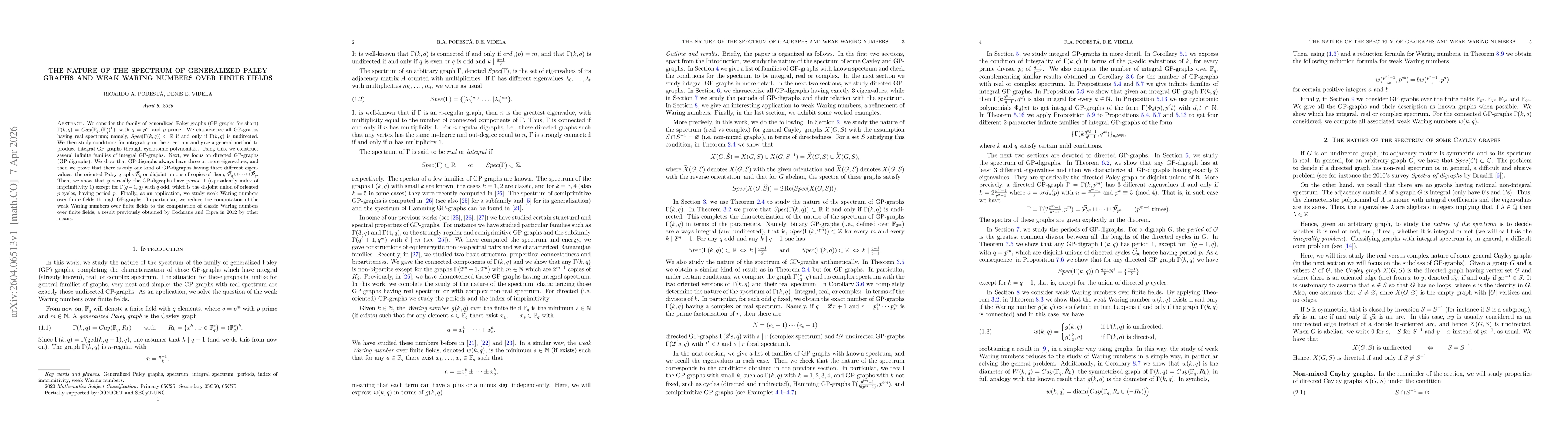 Thumbnail for The nature of the spectrum of generalized Paley graphs and weak Waring numbers over finite fields