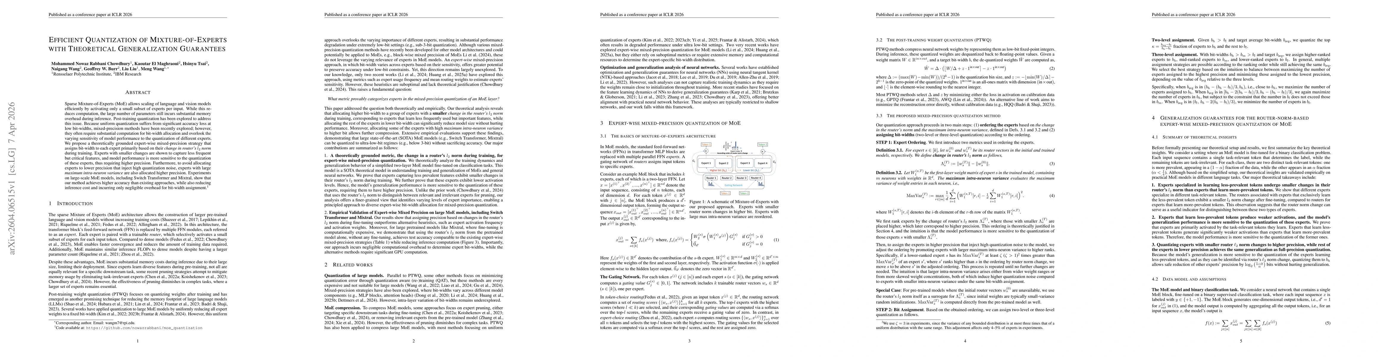 Thumbnail for Efficient Quantization of Mixture-of-Experts with Theoretical Generalization Guarantees