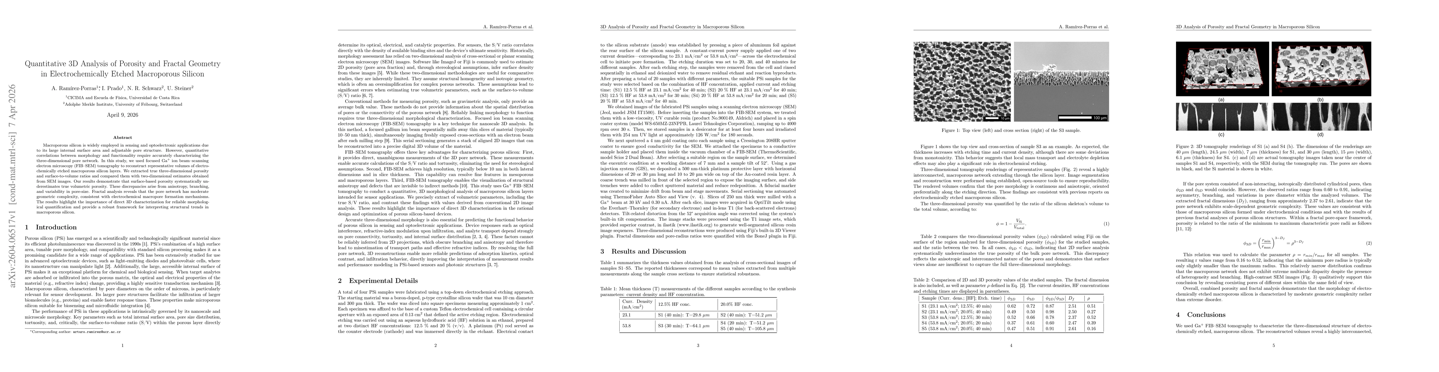 Thumbnail for Quantitative 3D Analysis of Porosity and Fractal Geometry in Electrochemically Etched Macroporous Silicon